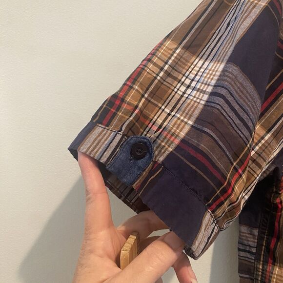 Parish Nation Y2K Shirt Mens Large Brown Plaid Hip Hop Streetwear Logos Retro - Picture 5 of 12